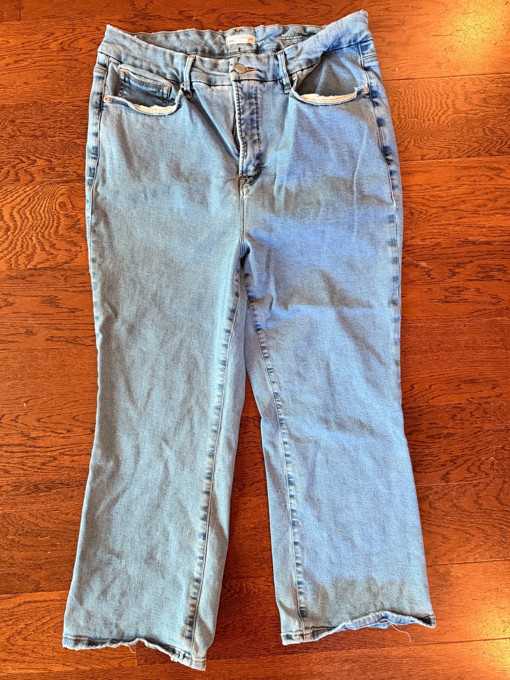 Good American Light Blue Women’s Jeans - Classic High-Rise Straight Crop